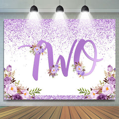 Points violets et fleurs Joyeux 2ème anniversaire Toile de fond