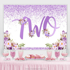 Points violets et fleurs Joyeux 2ème anniversaire Toile de fond