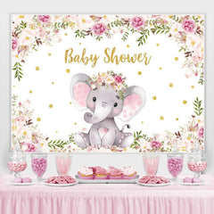 Toile de fond de douche de bébé éléphant floral violet pour fille