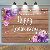 Fond de joyeux anniversaire en bois kaki floral violet