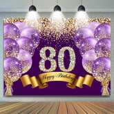 Toile de fond du 80e anniversaire du ballon de diamant violet scintillant