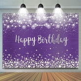 Toile de fond de joyeux anniversaire de diamants légers violets scintillants pour les femmes