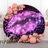 Purple Glitter Lip Prints Toile de fond ronde d'anniversaire
