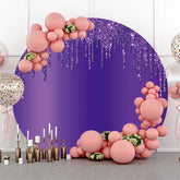 Décoration de fond de fête d'anniversaire ronde à paillettes violettes