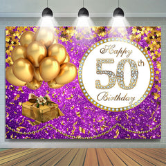 Toile de fond du 50e anniversaire du ballon violet et dor¨¦