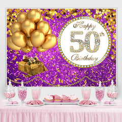 Toile de fond du 50e anniversaire du ballon violet et dor¨¦