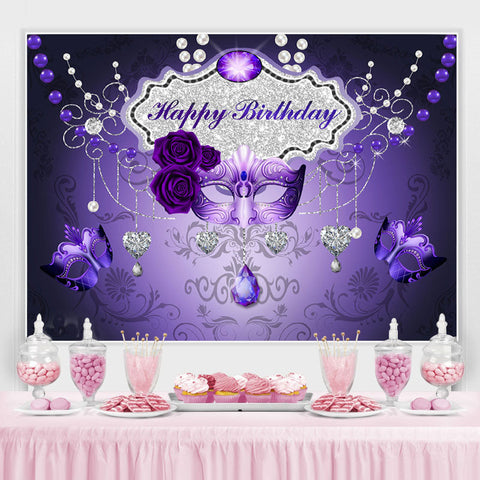 Masque violet rose argent amour joyeux anniversaire toile de fond Masque violet rose argent amour joyeux anniversaire toile de fond