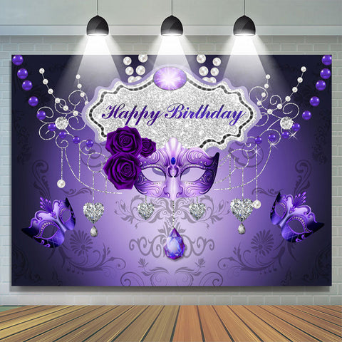 Masque violet rose argent amour joyeux anniversaire toile de fond Masque violet rose argent amour joyeux anniversaire toile de fond