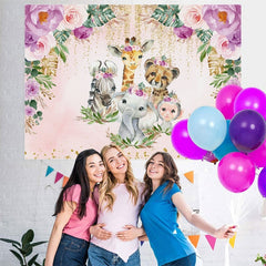 Toile de fond de douche de bébé Boho paillettes fleurs roses violettes