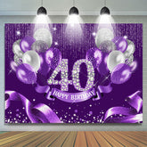 Toile de fond joyeux 40e anniversaire ruban argent violet