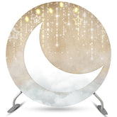 Lune calme avec ligne de paillettes et toile de fond de cercle d'étoiles
