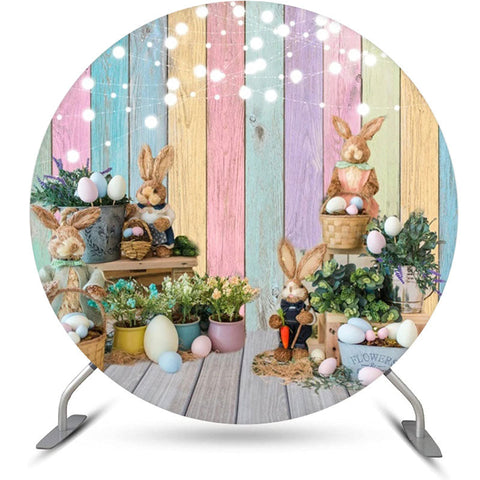 Toile de fond ronde d'anniversaire de plante de panneau de couleur de lapin Toile de fond ronde d'anniversaire de plante de panneau de couleur de lapin