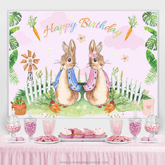 Lapins Carottes Scène D'été Joyeux Anniversaire Toile De Fond