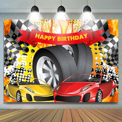 Voiture de course Hot Wheel joyeux anniversaire toile de fond pour homme