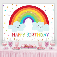Toile de fond joyeux anniversaire arc-en-ciel et nuages pour enfants
