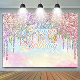 Toile de fond joyeux anniversaire Bokeh paillettes colorées arc-en-ciel