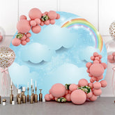 Décors ronds de nuage bleu à paillettes arc-en-ciel pour fête prénatale