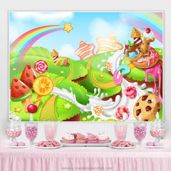 Arc-en-ciel étoile Candyland joyeux anniversaire toile de fond