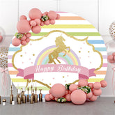 Rainbow Stripe Or Cheval Joyeux Anniversaire Toile de Fond Ronde