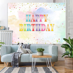 Toile de fond d'anniversaire de paillettes de style aquarelle arc-en-ciel