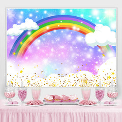 Toile de fond de douche de bébé nuages blancs arc-en-ciel pour la fête