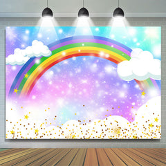 Toile de fond de douche de bébé nuages blancs arc-en-ciel pour la fête