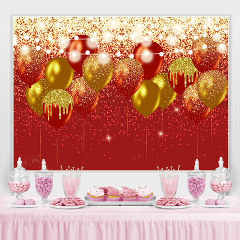 Fond de joyeux anniversaire ballons paillettes rouge et or Fond de joyeux anniversaire ballons paillettes rouge et or