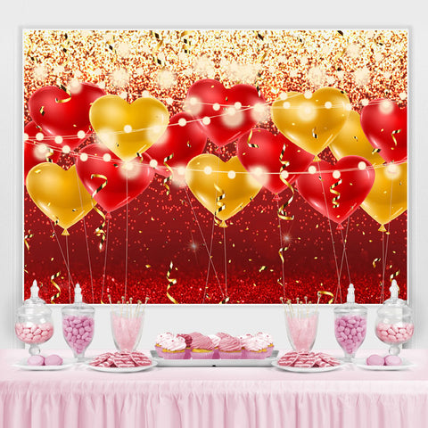 Toile de fond de fête d'anniversaire de paillettes de ballons rouges et jaunes Toile de fond de fête d'anniversaire de paillettes de ballons rouges et jaunes