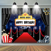 Toile de fond de joyeux anniversaire de nuit de film de chapiteau de tapis rouge