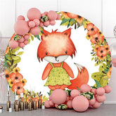 Décors ronds de dessin animé de renard de cercle floral rouge pour les filles