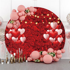 Rouge plein de fond de cercle de ballons rose et coeur