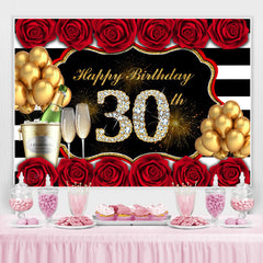 Toile de fond joyeux 30e anniversaire ballon rose rouge et or