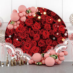 Fond de cercle de joyeux anniversaire de lumière de paillettes de rose rouge