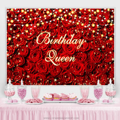 Roses rouges mur lumière ceinture anniversaire reine toile de fond