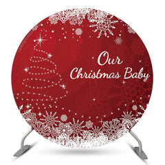 Fond rond de cercle de noël rouge blanc scintillant