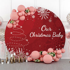 Fond rond de cercle de noël rouge blanc scintillant