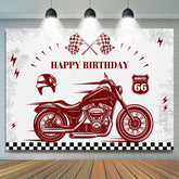 Rétro Moto Et Drapeaux Joyeux Anniversaire Toile De Fond
