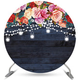 Toile de fond ronde joyeux anniversaire en bois rose et rayé