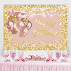 Toile de fond d'anniversaire en or rose et paillettes d'or pour fille