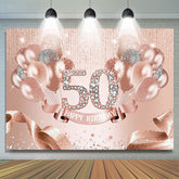 Rose Gold Balloon Ribbion Joyeux 50ème Anniversaire Toile de Fond