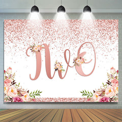 Points et fleurs en or rose Joyeux 2ème anniversaire Toile de fond