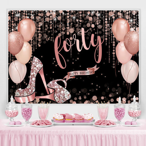 Fond de paillettes de ballon joyeux 40e anniversaire en or rose Fond de paillettes de ballon joyeux 40e anniversaire en or rose