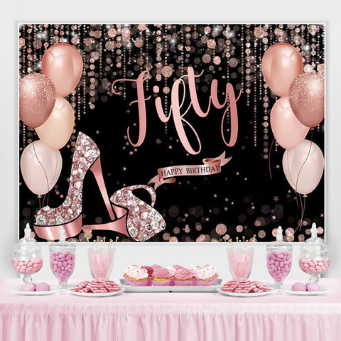 Fond de paillettes de ballon joyeux 50e anniversaire en or rose Fond de paillettes de ballon joyeux 50e anniversaire en or rose