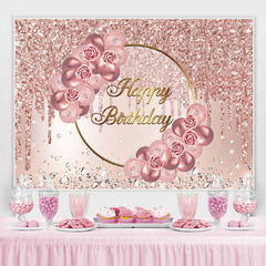 Toile de fond d'anniversaire de fleur rose et de diamant en or rose