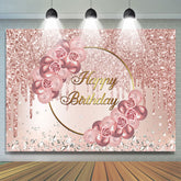 Toile de fond d'anniversaire de fleur rose et de diamant en or rose