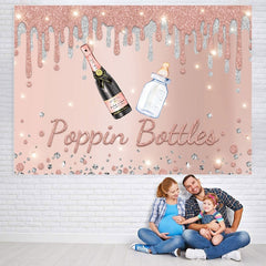 Toile de fond de bouteille Poppin paillettes dorées et argentées roses