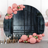 Toile de fond d'Halloween d'horreur de porte de fer noir rond pour la fête