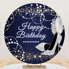 Toile De Fond Ronde De Joyeux Anniversaire De Perle Bleue Et Argentée