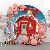 Maison ronde de Candyland avec toile de fond de noël d'hiver Bow