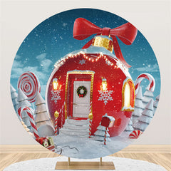 Maison ronde de Candyland avec toile de fond de noël d'hiver Bow